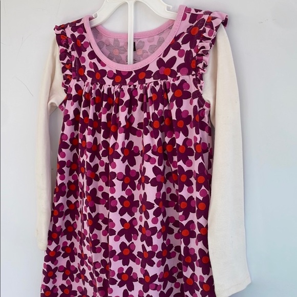 Tea Collection Pink Red  and Cream Casual Floral Dress Size  5 - Picture 7 of 15